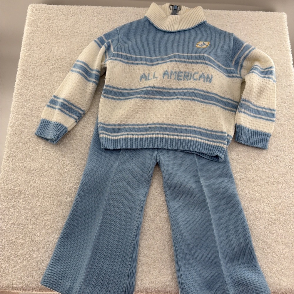 Vintage 2 Piece Outfit Boys Toddler Size 18 Months All American Football 1970's